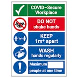 COVID-Secure Workplace - Do Not Shake -1M - Wash Hands