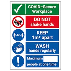 COVID-Secure Workplace - Do Not Shake -1M - Wash Hands