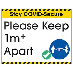Stay COVID-Secure Please Keep 1 Metre Apart Label