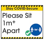 Stay COVID-Secure Please Sit 1 Metre Label