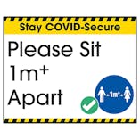 Stay COVID-Secure Please Sit 1 Metre Label