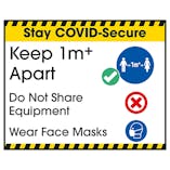 Stay COVID-Secure Keep 1m Apart/Wear Face Masks Label