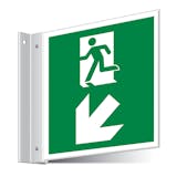 Fire Exit Down Left/Right Corridor Sign 