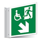 Fire Exit WChair Down Right/Left Corridor Sign 