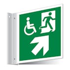 Fire Exit WChair Up Right/Left Corridor Sign 