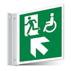 Fire Exit WChair Up Left/Right Corridor Sign 