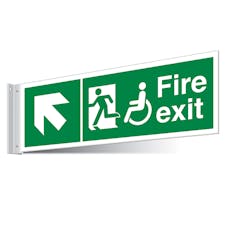 Fire Exit WChair Up Left/Right Corridor Sign - Landscape