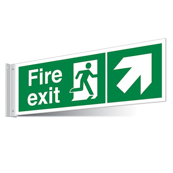 Fire Exit Up Right/Left Corridor Sign - Landscape | Corridor Signs ...