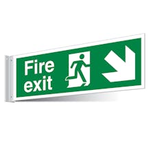Fire Exit Down Right/Left Corridor Sign - Landscape