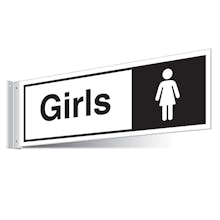 Girls Toilets Corridor Sign - Landscape