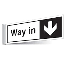 Way In Arrow Down Corridor Sign 