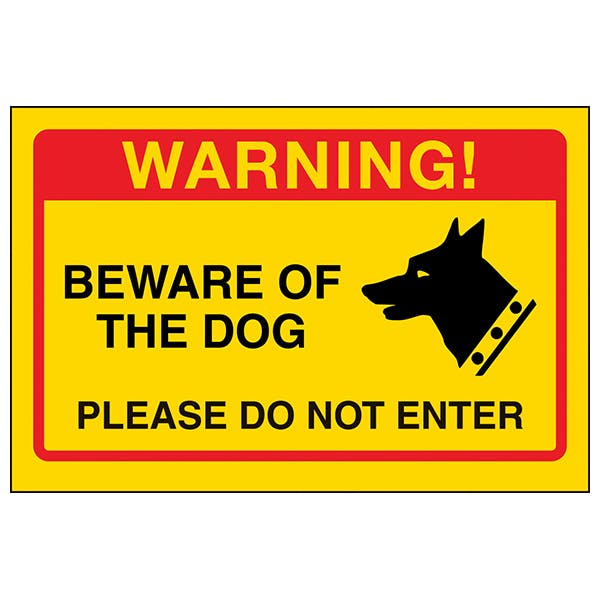 Yellow Beware Of The Dog, Please Do Not Enter | Dog Premises Signs ...