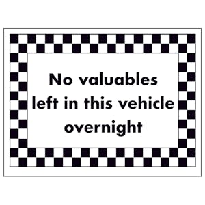 No Valuables Left in This Vehicle Overnight