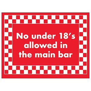 No Under 18's Allowed in The Main Bar