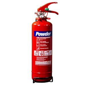 CommanderEDGE ABC Dry Powder Fire Extinguisher - 1kg - 8A 34B C - With a FREE Sign!