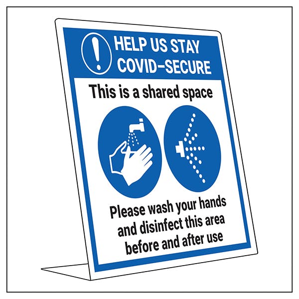 COVIDSecure Desk Sign Shared Space COVIDSecure Signs Infection