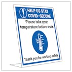 COVID-Secure Desk Sign - Take Temp Before Work