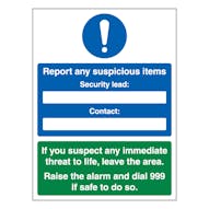 Report Any Suspicious Items