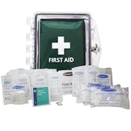 Clear Cabinet with HSE Compliant 1-10 Person First Aid Kit