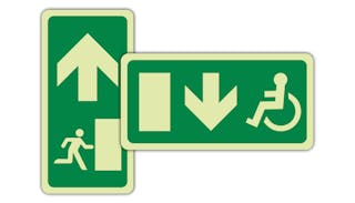 Photoluminescent European Council Directive Fire Exit Signs