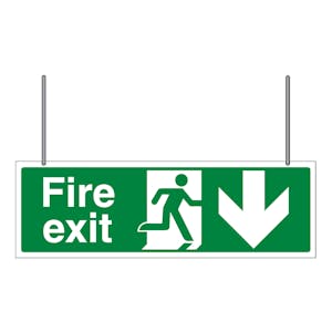 Double Sided Fire Exit Arrow Down