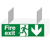 5-Pack Double Sided Hanging Fire Exit Arrow Down