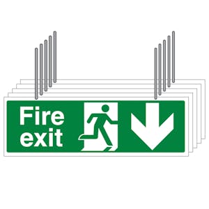 5-Pack Double Sided Hanging Fire Exit Arrow Down