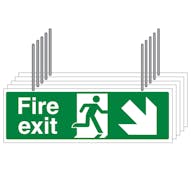 5-Pack Double Sided Hanging Fire Exit Arrow Down Left/Right