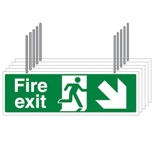 5-Pack Double Sided Hanging Fire Exit Arrow Down Left/Right