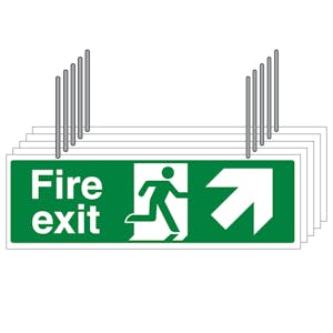 5-Pack Double Sided Hanging Fire Exit Arrow Up Left/Right