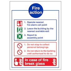 Fire Action Notice - In Case Of Fire Break Glass