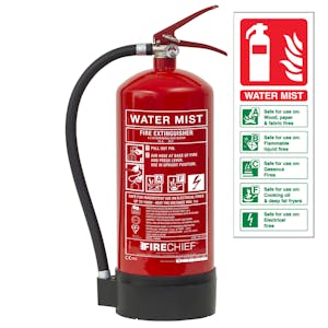 Multimist WaterMist Fire Extinguisher - 6Ltr - Rating 13A, 25F - With a FREE Sign!