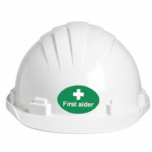 First Aider Hard Hat Stickers - Oval - Sheet of 18