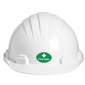 First Aider Hard Hat Stickers - Oval - Sheet of 25