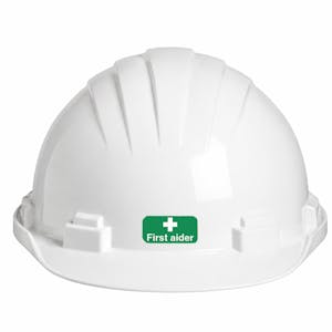 First Aider Hard Hat Stickers - Rectangular - Sheet of 48