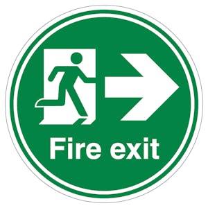 Fire Exit Arrow Right - Circle - Anti-Slip Floor Sign