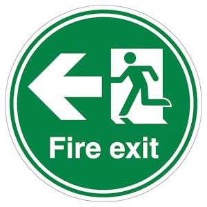 Fire Exit Arrow Left - Circle - Anti-Slip Floor Sign