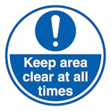 Keep Area Clear At All Times - Temporary Floor Sticker