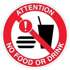 Attention No Food Or Drink - Anti-Slip Floor Sign