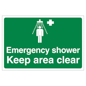 Emergency Shower Keep Area Clear - Anti-Slip Floor Sign