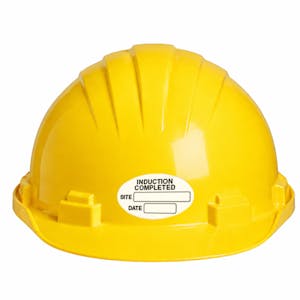 Induction Completed Hard Hat Stickers - Oval - Sheet of 18