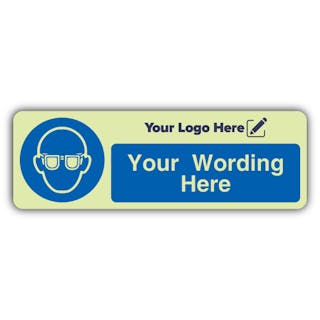 Mandatory Protective Eyewear - Narrow Landscape - Your Logo Here