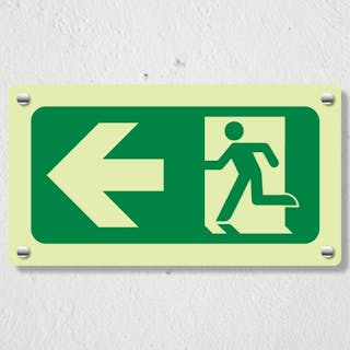 Photoluminescent Fire Exit Man Running Left - Acrylic Sign