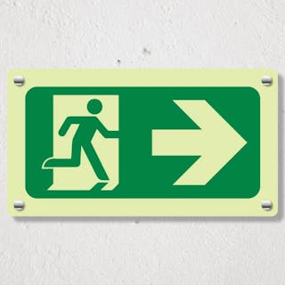 Photoluminescent Fire Exit Man Running Right - Acrylic Sign