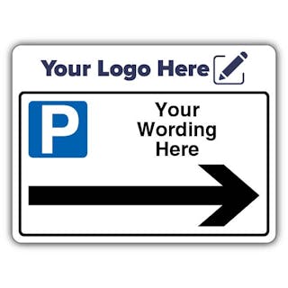 Mandatory Blue Parking - Arrow Right - Your Logo Here