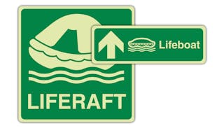 Photoluminescent Life Raft & Life Jacket Signs