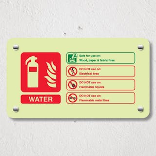 Photoluminescent Water Fire Extinguisher - Landscape - Acrylic Sign