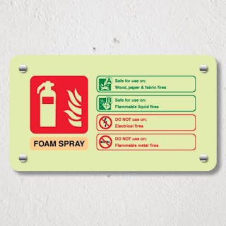 Photoluminescent Foam Spray Fire Extinguisher - Landscape - Acrylic Sign