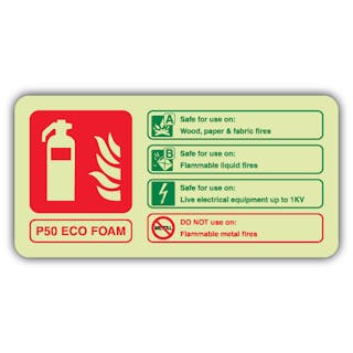 Photoluminescent P50 Eco Foam Fire Extinguisher - Landscape