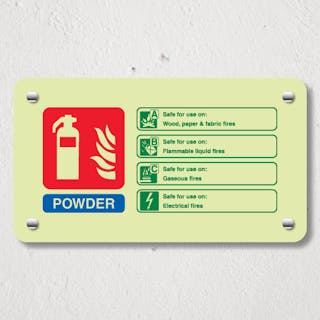 Photoluminescent Powder Fire Extinguisher - Landscape - Acrylic Sign